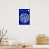 Prague Blueprint City Map Poster Minimal Wall Art ポスター (キッチン)