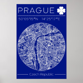 Prague Blueprint City Map Poster Minimal Wall Art ポスター