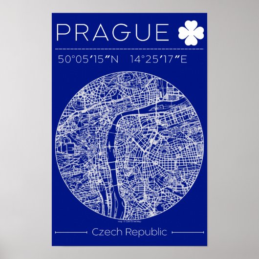 Prague Blueprint City Map Poster Minimal Wall Art ポスター (正面)