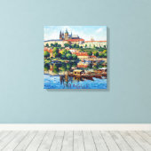 Prague Castle and River Scene Canvas Art キャンバスプリント (インサイチュ (ウッドフロア))
