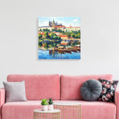 Prague Castle and River Scene Canvas Art キャンバスプリント (インサイチュ (リビング))