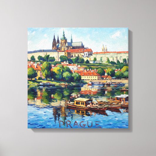 Prague Castle and River Scene Canvas Art キャンバスプリント (正面)
