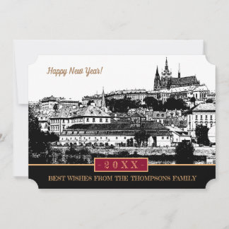 Prague Castle New Years Card, Prague Art  Holiday シーズンカード