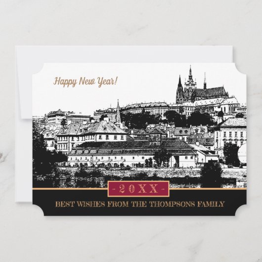 Prague Castle New Years Card, Prague Art  Holiday シーズンカード (正面)