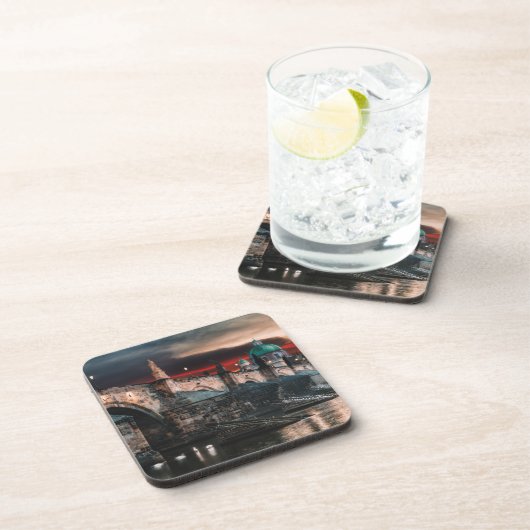 Prague Charles Bridge Night Hard Plastic Coaster コースター (右側)