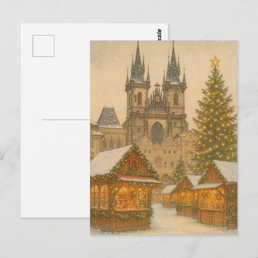 Prague Christmas Holiday Art Postcard – Winter  ポストカード (正面/裏面)