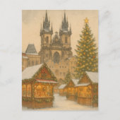 Prague Christmas Holiday Art Postcard – Winter  ポストカード (正面)