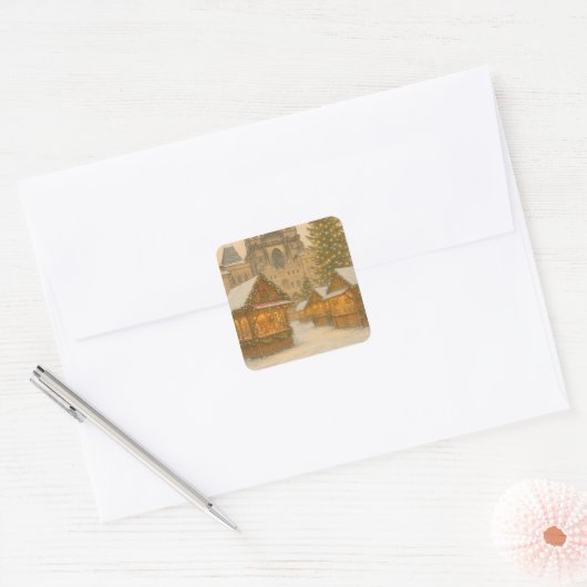 Prague Christmas Holiday Art – Winter  スクエアシール (封筒)