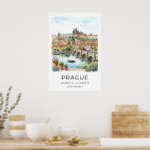 Prague City Wall Art Charles Bridge, Vltava River ポスター (キッチン)