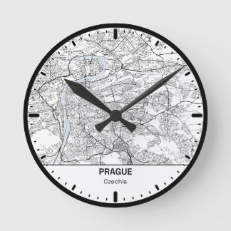 Prague Clock City Line Art ラウンド壁時計