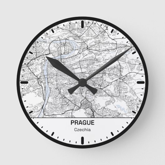 Prague Clock City Line Art ラウンド壁時計 (正面)
