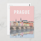 Prague Colorful Riverside View ポストカード (正面/裏面)
