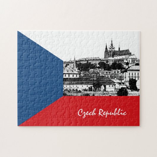 Prague & Czech flag - historical city /Czechia ジグソーパズル (横)