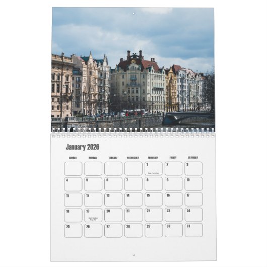 Prague-Czech Republic Calendar カレンダー (1月 2026)