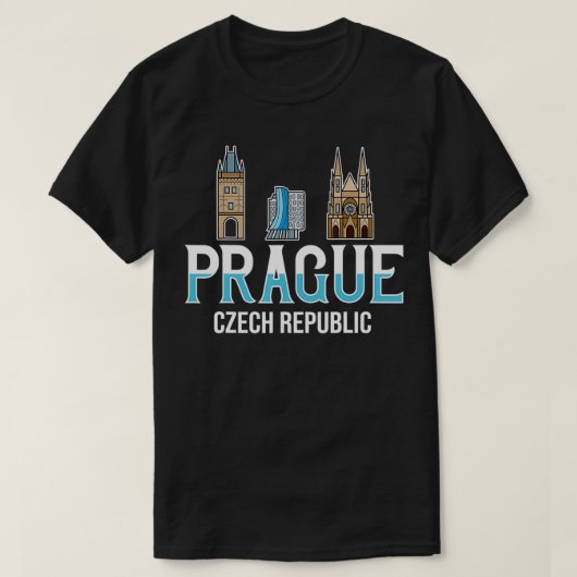 Prague Czech Republic City Skyline Map Travel  Tシャツ (デザイン正面)