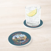 Prague Czech Republic Retro Distressed Circle コースター (側面)