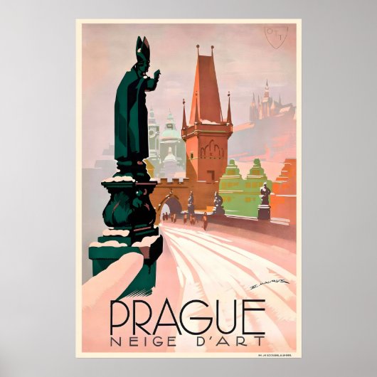 Prague Czech Vintage Travel Poster ポスター (正面)