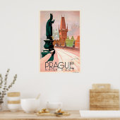 Prague Czech Vintage Travel Poster ポスター (キッチン)