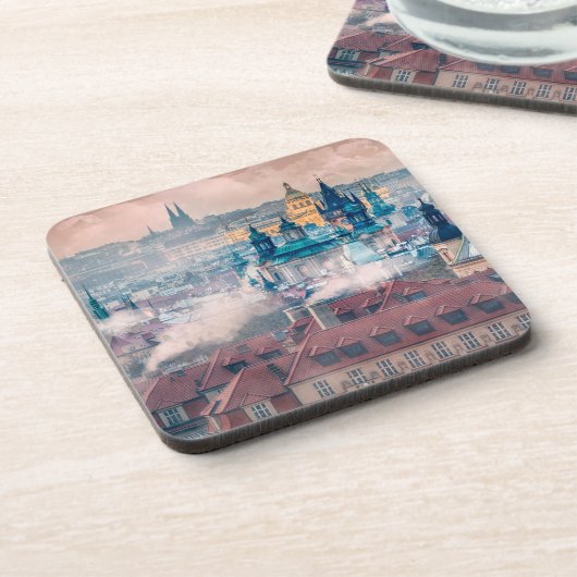 Prague Old Town Morning Hard Plastic Coaster コースター (左側)