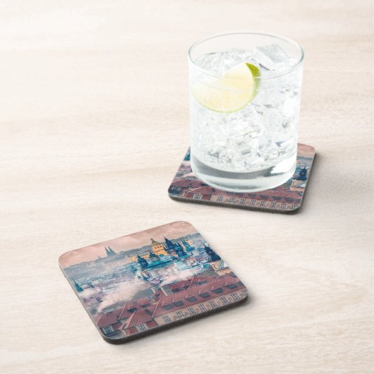 Prague Old Town Morning Hard Plastic Coaster コースター (右側)