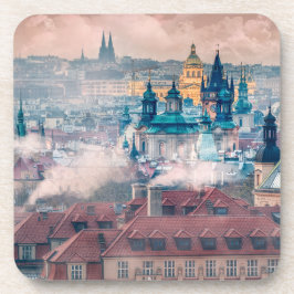 Prague Old Town Morning Hard Plastic Coaster コースター
