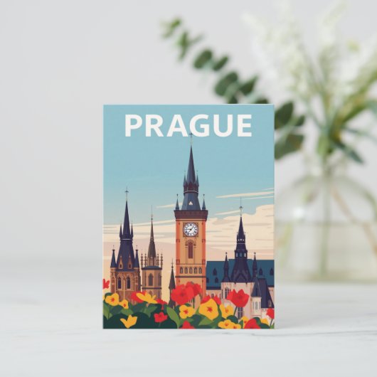 Prague Old Town Square Travel Art ポストカード (スタンド正面)