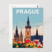 Prague Old Town Square Travel Art ポストカード (正面/裏面)