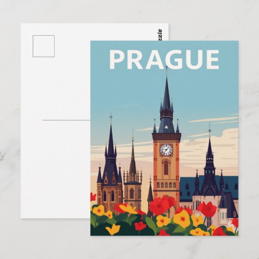 Prague Old Town Square Travel Art ポストカード (正面/裏面)