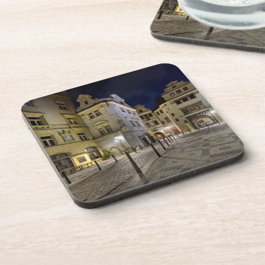 Prague Old Town Street Night Hard Plastic Coaster コースター (左側)