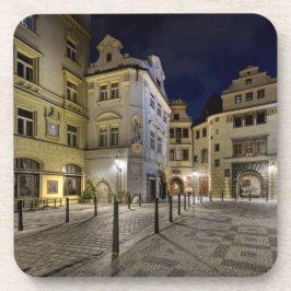 Prague Old Town Street Night Hard Plastic Coaster コースター