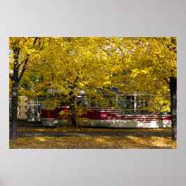 Prague Tram in Autumn Splendor ポスター