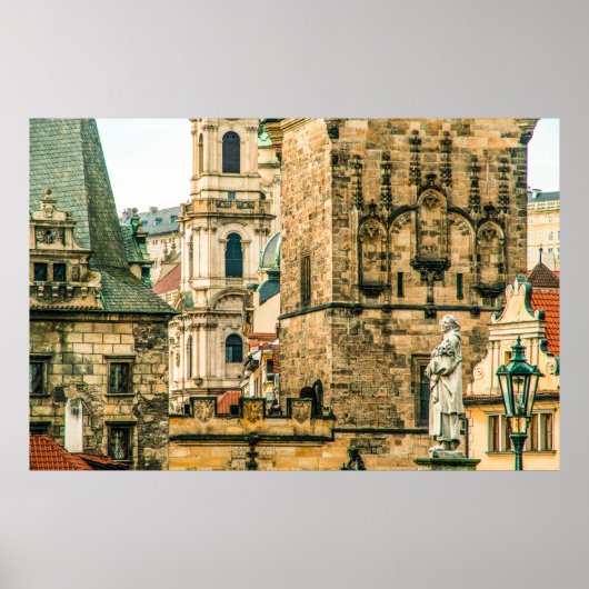 Pragueancientの旧市街、建築、建物 ポスター (正面)