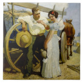 “Prairie Couple and Wagon” by NC Wyeth タイル (正面)