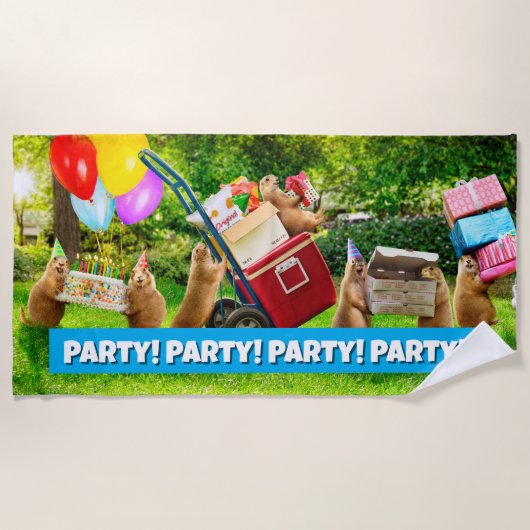 Prairie Dog Birthday Party ビーチタオル (正面)