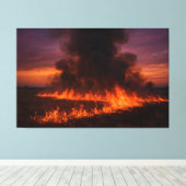 Prairie Fire Dramatic Texas Landscape Print キャンバスプリント (インサイチュ (ウッドフロア))