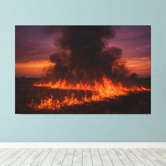 Prairie Fire Dramatic Texas Landscape Print キャンバスプリント (インサイチュ (ウッドフロア))