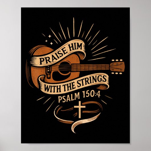 Praise Him With The Strings Jesus Acoustic Guitar  ポスター (正面)