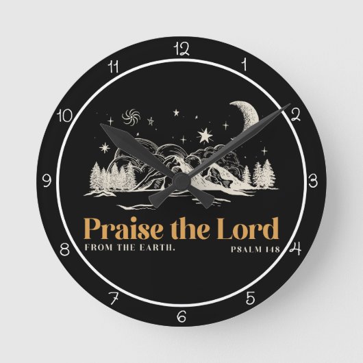 Praise the Lord From The Earth Art ラウンド壁時計 (正面)