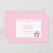 pramかわいらし付きピンクのrsvp 出欠カード (正面/裏面)