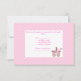 pramかわいらし付きピンクのrsvp 出欠カード