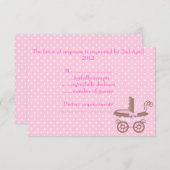 pramかわいらし付きピンクのrsvp 出欠カード (正面/裏面)