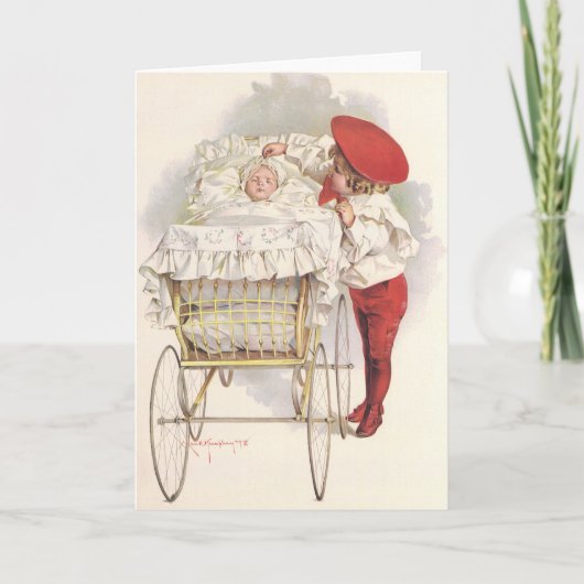 Pramのビクトリアンヴィンテージ、子供、ベビー カード (正面)