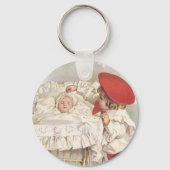 Pramのビクトリアンヴィンテージ、子供、ベビー キーホルダー (正面)