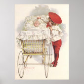 Pramのビクトリアンヴィンテージ、子供、ベビー ポスター (正面)