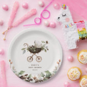 Pram 'Baby is Brewing' Coffee Baby Shower ペーパープレート (パーティー)