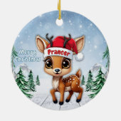 Prancer Baby Deer, Fawn, Doe, Reindeer 🦌🎄 セラミックオーナメント (裏面)