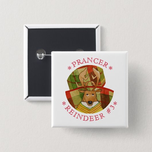 PRANCER REINDEERスクエアピンボタン 缶バッジ (正面&裏面)