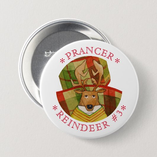 PRANCER REINDEER丸ピンボタン 缶バッジ (正面&裏面)