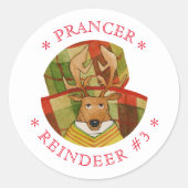 PRANCER REINDEER小さな丸いシール ラウンドシール (正面)