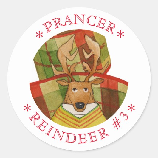 PRANCER REINDEER LARGE ROUND STICKERS ラウンドシール (正面)